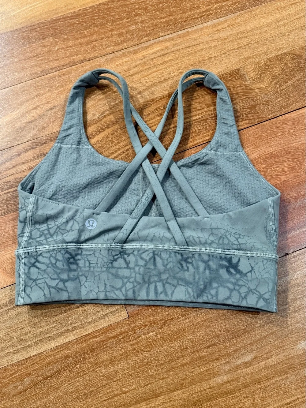 lululemon athletica Energy Sage Green strappy Sports Bra Size 4 EUC